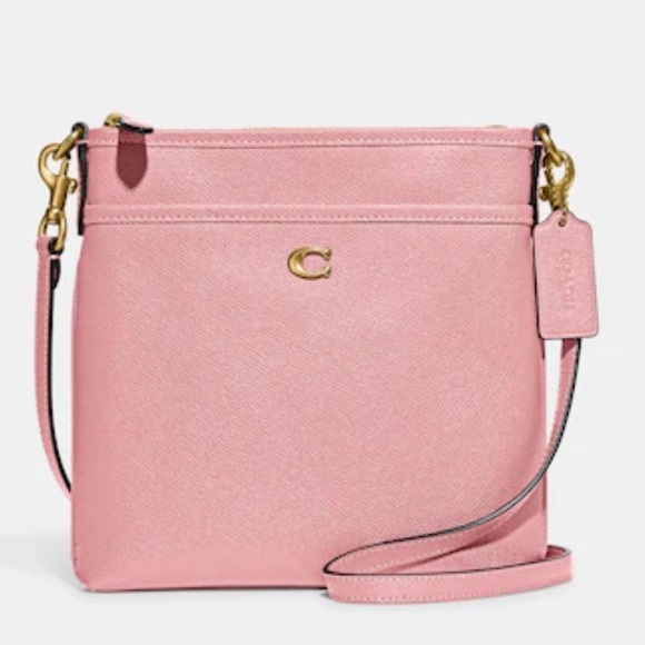 Coach Kitt Messenger Crossbody Bag Brass/Bubblegum - Picture 1 of 13
